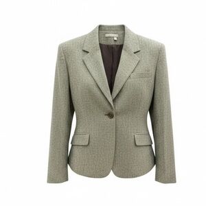 Tristan & Iseut Fitted Light  Gray/Brown Blazer, Lightly Padded Shoulders
